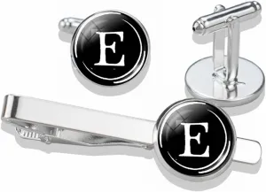 Elegant Initial Cufflinks for Men Silver Blank Cuff Links and Tie Clip Set Tie Bar Clip Set for Father Husband