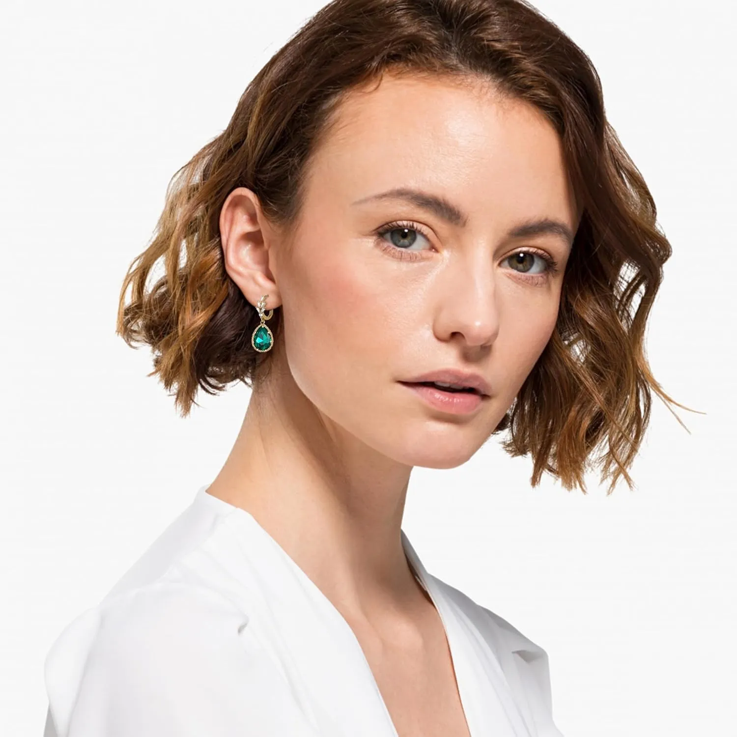 EleQueen Elegant Dainty Crystal Square Waterdrop Dangle Earring for Women, May Birthstone Gorgeous Rhinestone Teardrop Drop Earrings Jewelry Gift