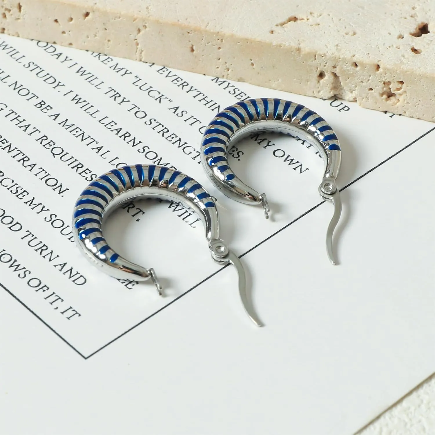 Enamel Hoop Earrings for Women Colorful Enamel Chunky Hoop Earrings 18K Gold Plated Stainless Steel Enamel Earrings Jewelry Gift for Girlfriend Wife