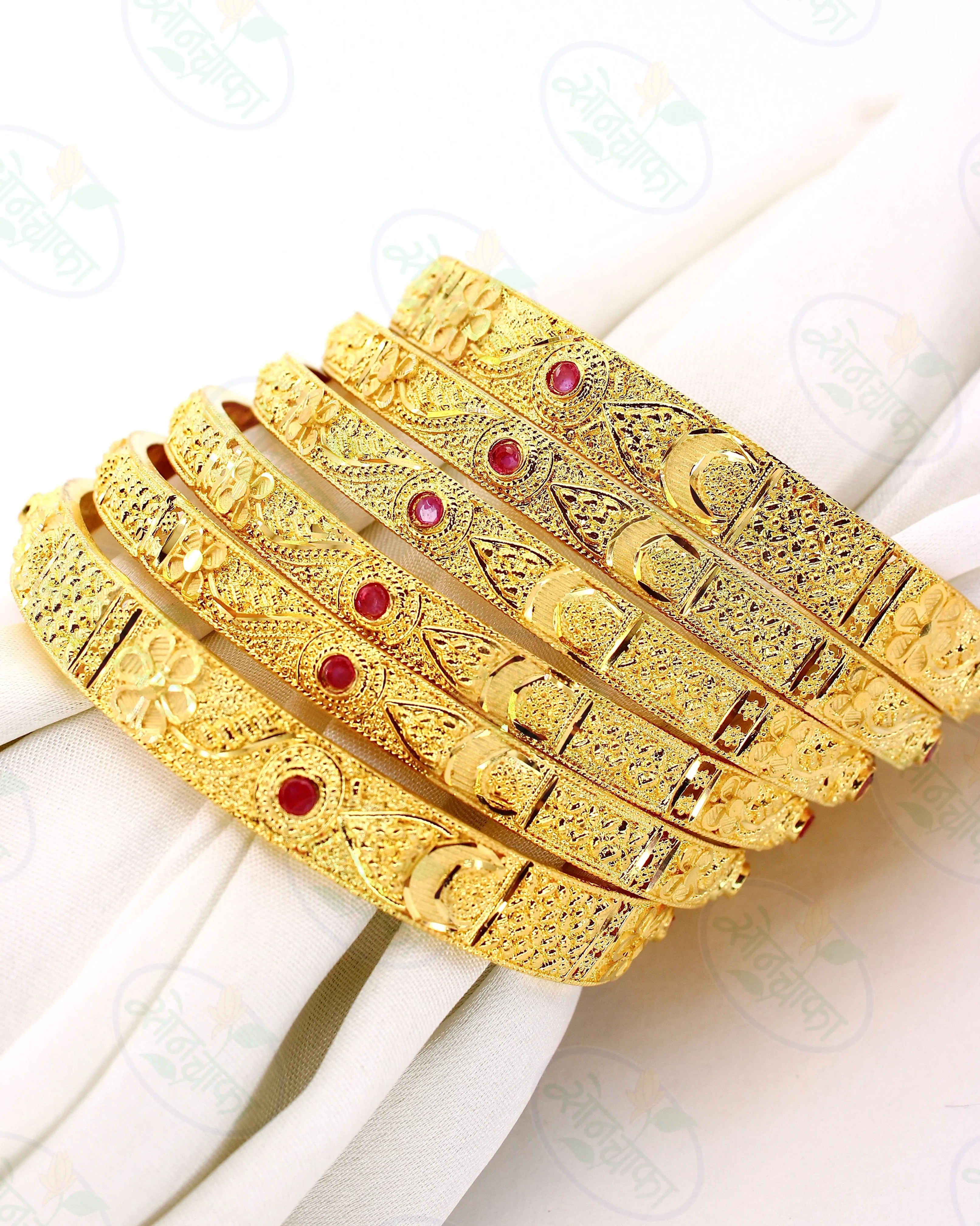 ENAMELLED FLORAL GOLD PLATED BANGLES