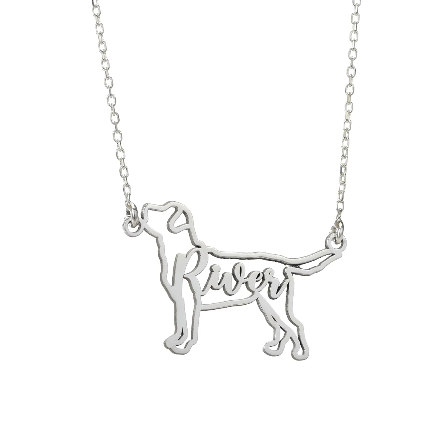 Engraved Silver Dog Name Necklace - Custom Pet Jewelry, Memorable Gift for Dog Moms and Pet Owners