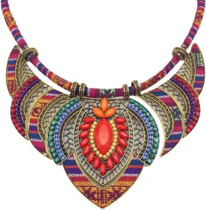 Ethnic Style Chunky Colorful Collar Festival Tribal Beaded Boho Choker Costume Necklace for Women Gift