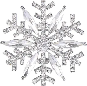 EVER FAITH Austrian Crystal Winter Art Deco Snowflake Flower Brooch Pin