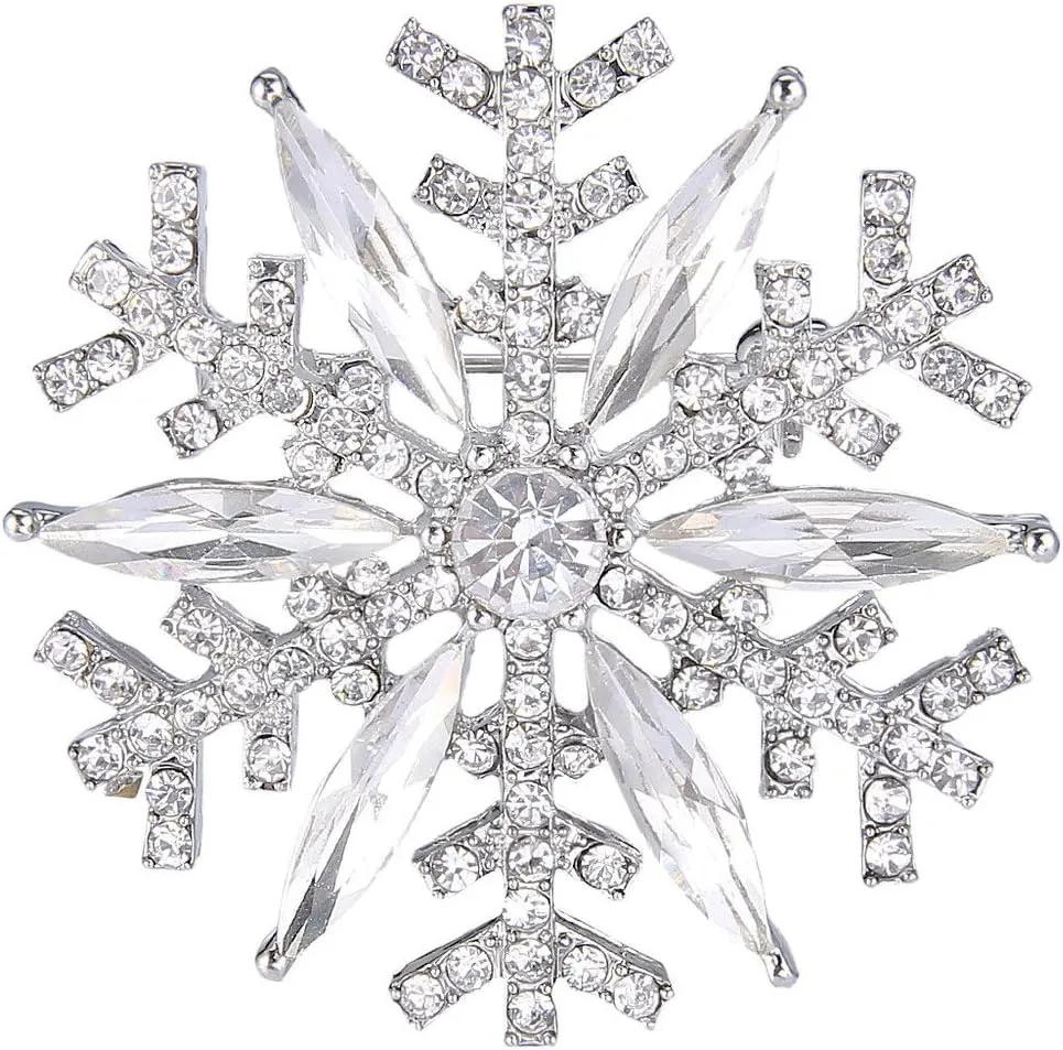 EVER FAITH Austrian Crystal Winter Art Deco Snowflake Flower Brooch Pin