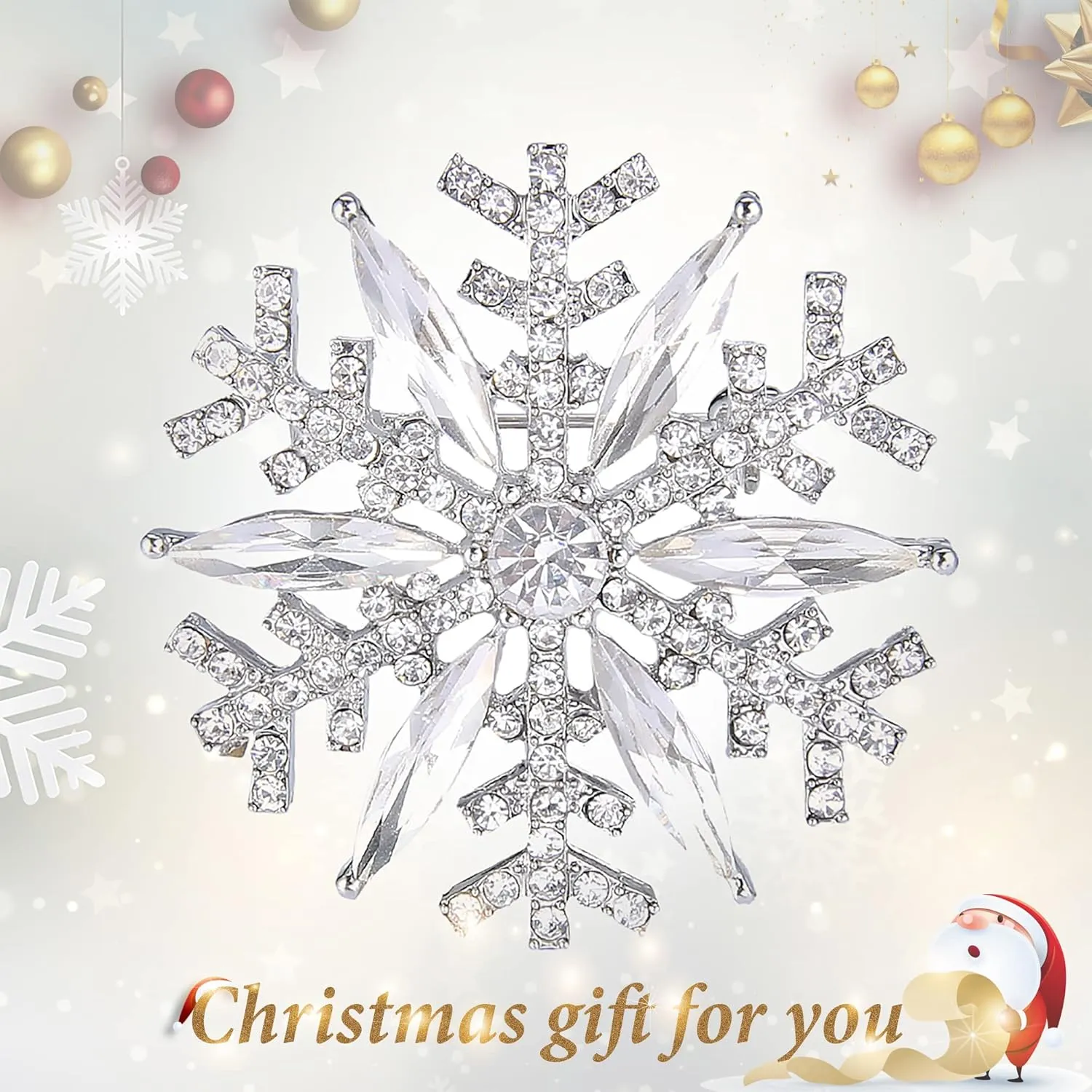 EVER FAITH Austrian Crystal Winter Art Deco Snowflake Flower Brooch Pin