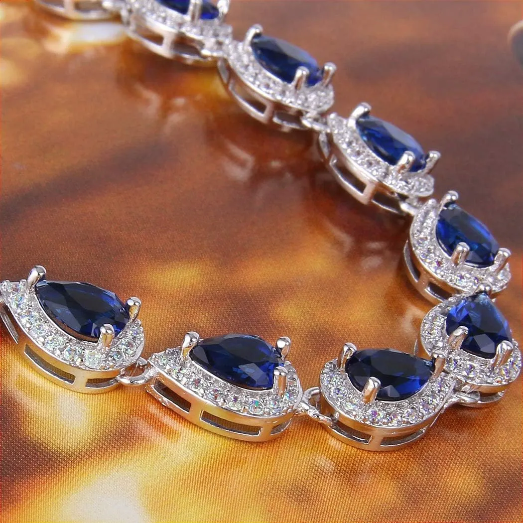 EVER FAITH Gorgeous CZ Birthstone Elegant Teardrop Wedding Prom Necklace Earrings Set for Bride Birthday/Mothers Day/Christmas Jewelry Gift for Women