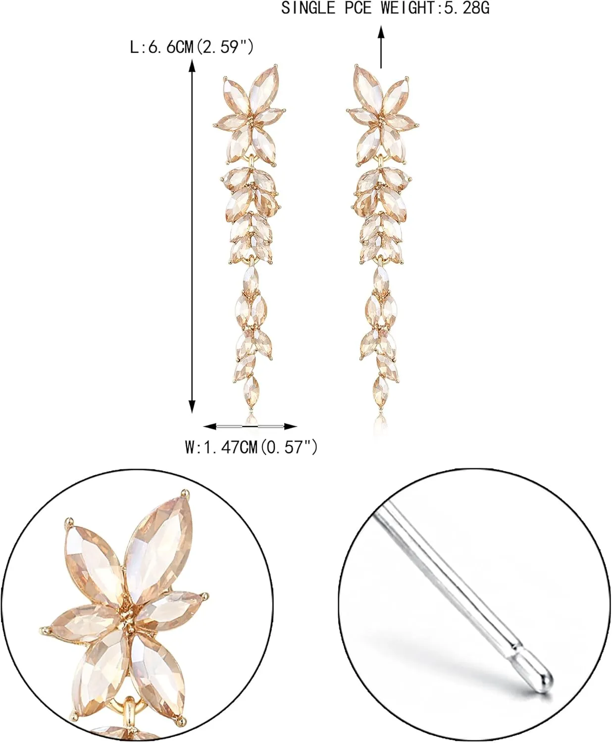 EVER FAITH Marquise Crystal Bridal Earring for Bride Bridesmaid, Elegant Rhinestone Chandelier Flower Wedding Prom Dangle Earrings for Women