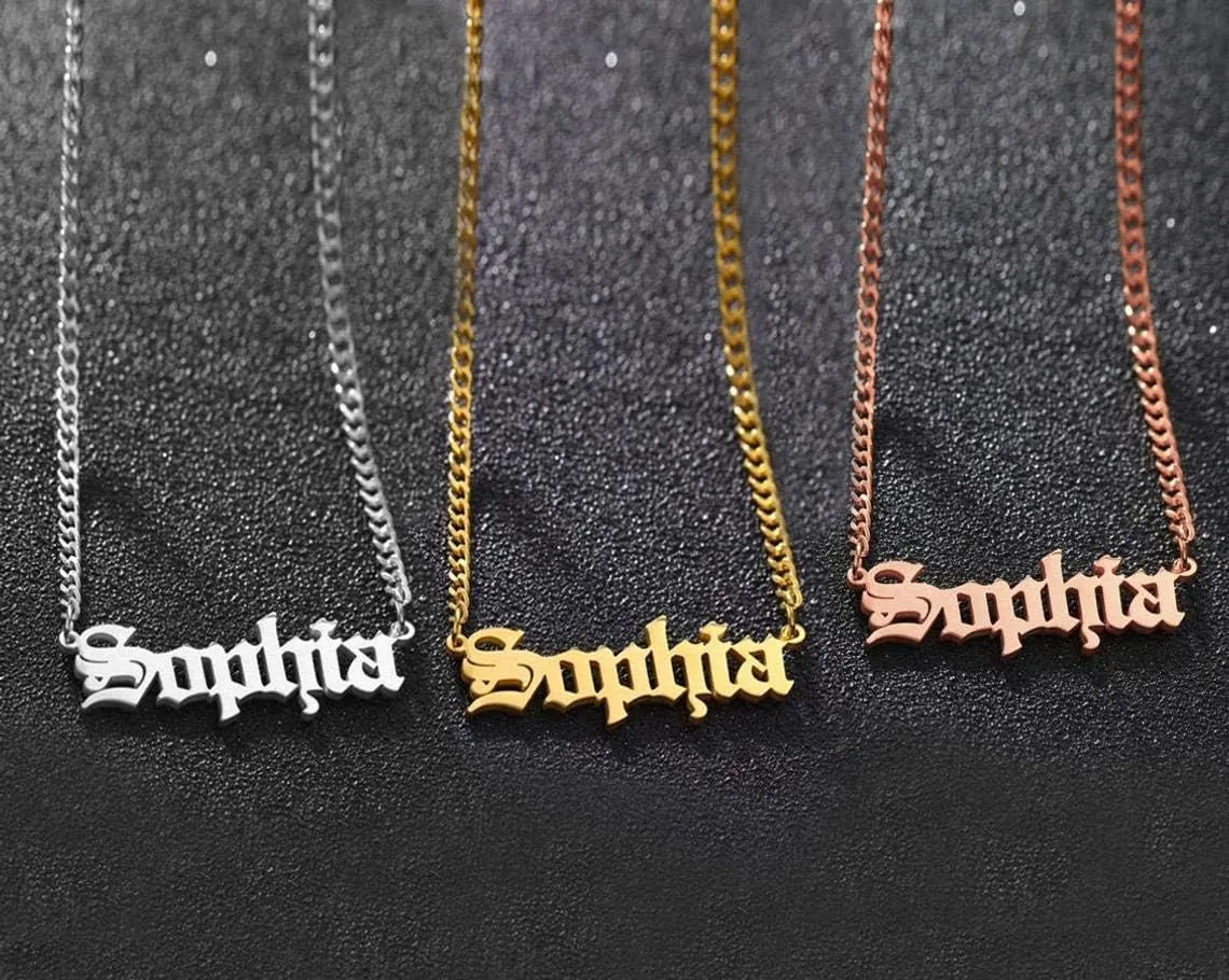EVER2000 Custom Name Necklace, 18K Gold Plated Nameplate Personalized Jewelry Gift for Women
