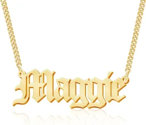 EVER2000 Custom Name Necklace, 18K Gold Plated Nameplate Personalized Jewelry Gift for Women