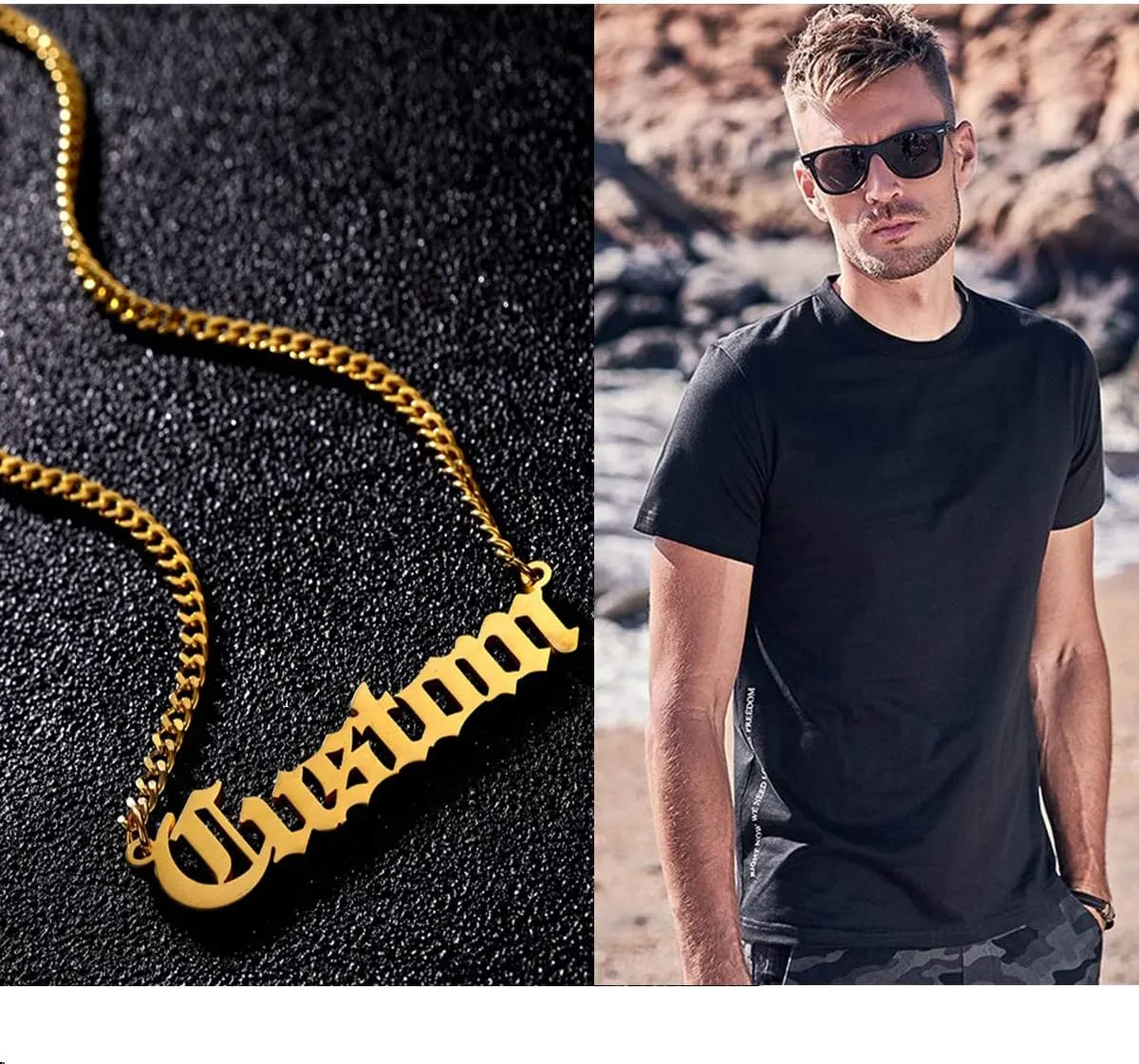 EVER2000 Custom Name Necklace, 18K Gold Plated Nameplate Personalized Jewelry Gift for Women