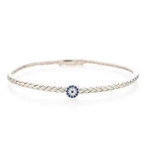 Evil Eye Sterling Silver Bangle Bracelet for Women Sterling Silver