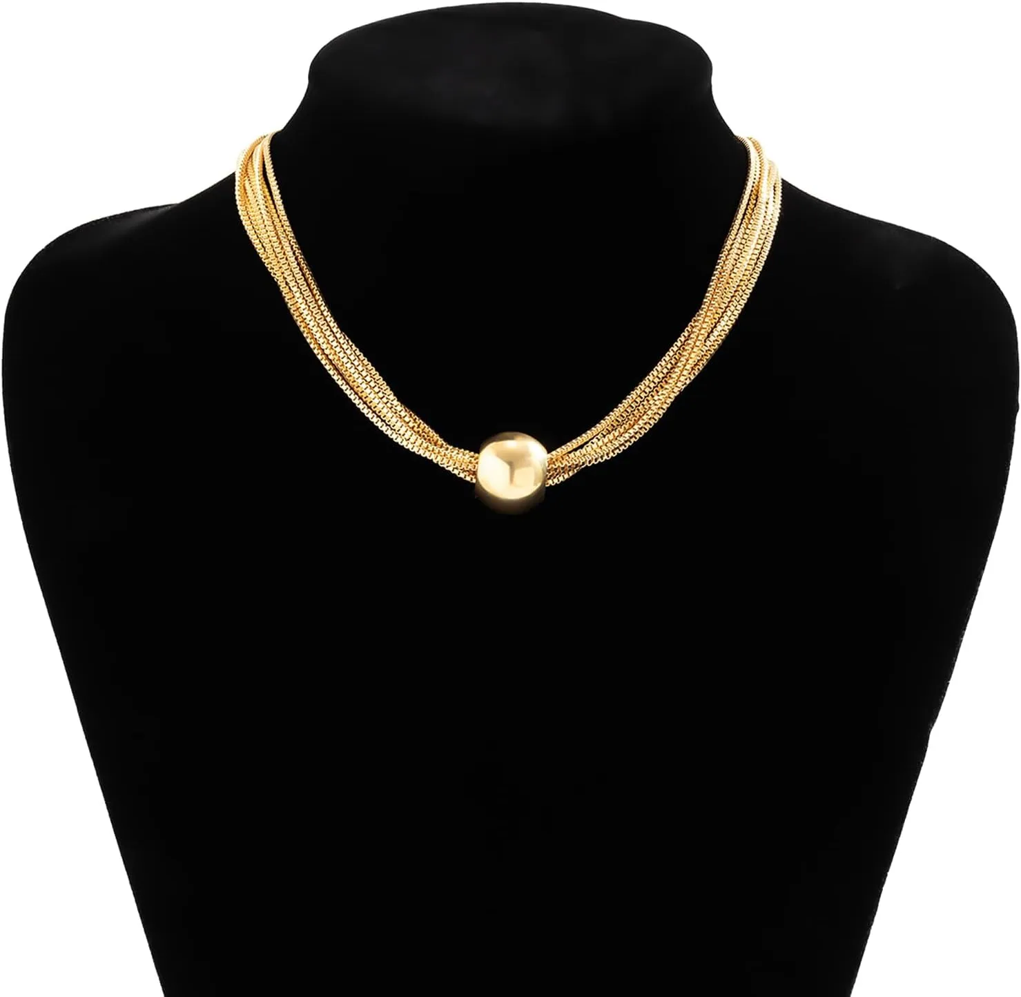 Exaggerated Big Ball Pendant Choker Necklace Y Shape Long Chain Necklace Festival Rave Statement Clavicle Chain Neck Multi-Layered Body Chain Necklace Hip Hop Collar Necklace for Women