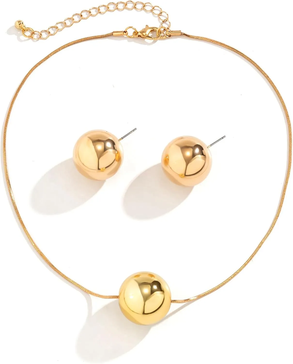 Exaggerated Big Ball Pendant Choker Necklace Y Shape Long Chain Necklace Festival Rave Statement Clavicle Chain Neck Multi-Layered Body Chain Necklace Hip Hop Collar Necklace for Women