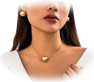 Exaggerated Big Ball Pendant Choker Necklace Y Shape Long Chain Necklace Festival Rave Statement Clavicle Chain Neck Multi-Layered Body Chain Necklace Hip Hop Collar Necklace for Women
