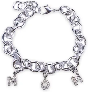 Fablinks Mother's Day Bracelet for Women, Sterling Silver Plated Jewelry with Rhinestone Charm Letters, Link Bracelet