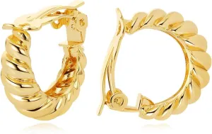 FAMARINE Clip on Earrings for Women, Chunky Chunky Tube Hoop Clip Earrings No Piercing Earrings