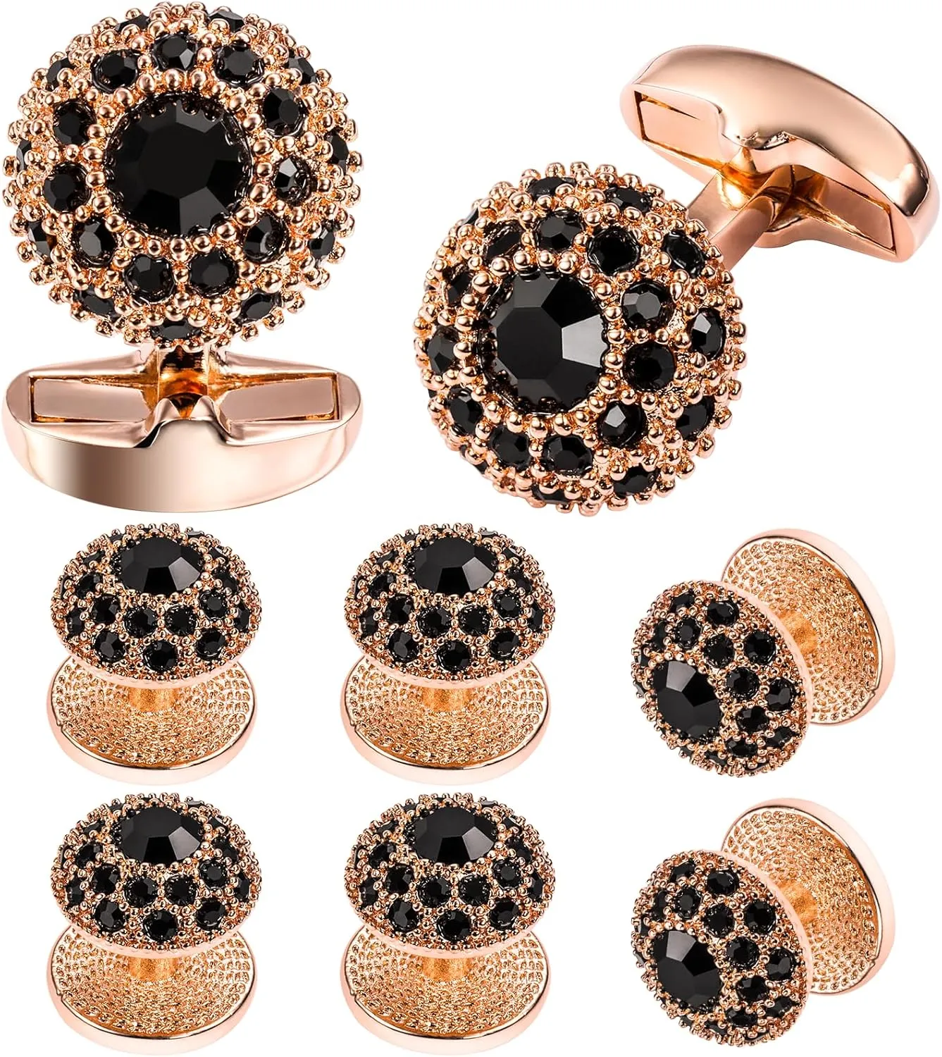 Fancy Crystal Tuxedo Studs and Cufflinks for Men,Men's Tuxedo Shirt Accessories on Wedding Anniversary Formal Party Chrismas.