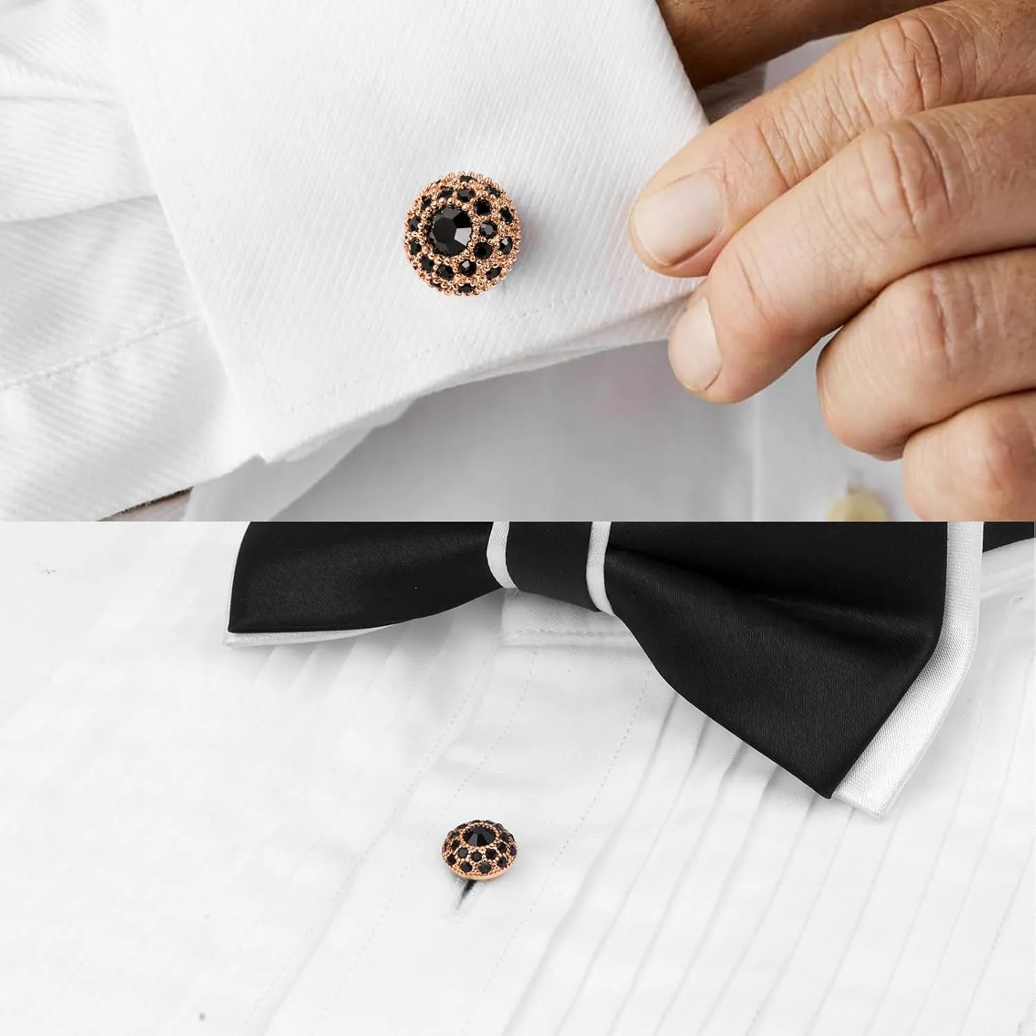 Fancy Crystal Tuxedo Studs and Cufflinks for Men,Men's Tuxedo Shirt Accessories on Wedding Anniversary Formal Party Chrismas.