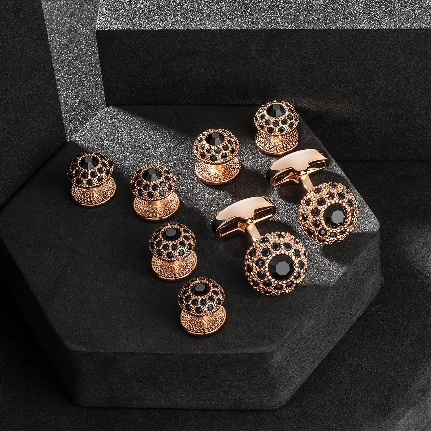 Fancy Crystal Tuxedo Studs and Cufflinks for Men,Men's Tuxedo Shirt Accessories on Wedding Anniversary Formal Party Chrismas.