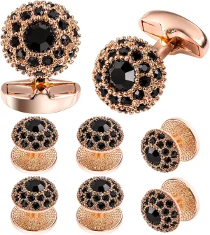 Fancy Crystal Tuxedo Studs and Cufflinks for Men,Men's Tuxedo Shirt Accessories on Wedding Anniversary Formal Party Chrismas.