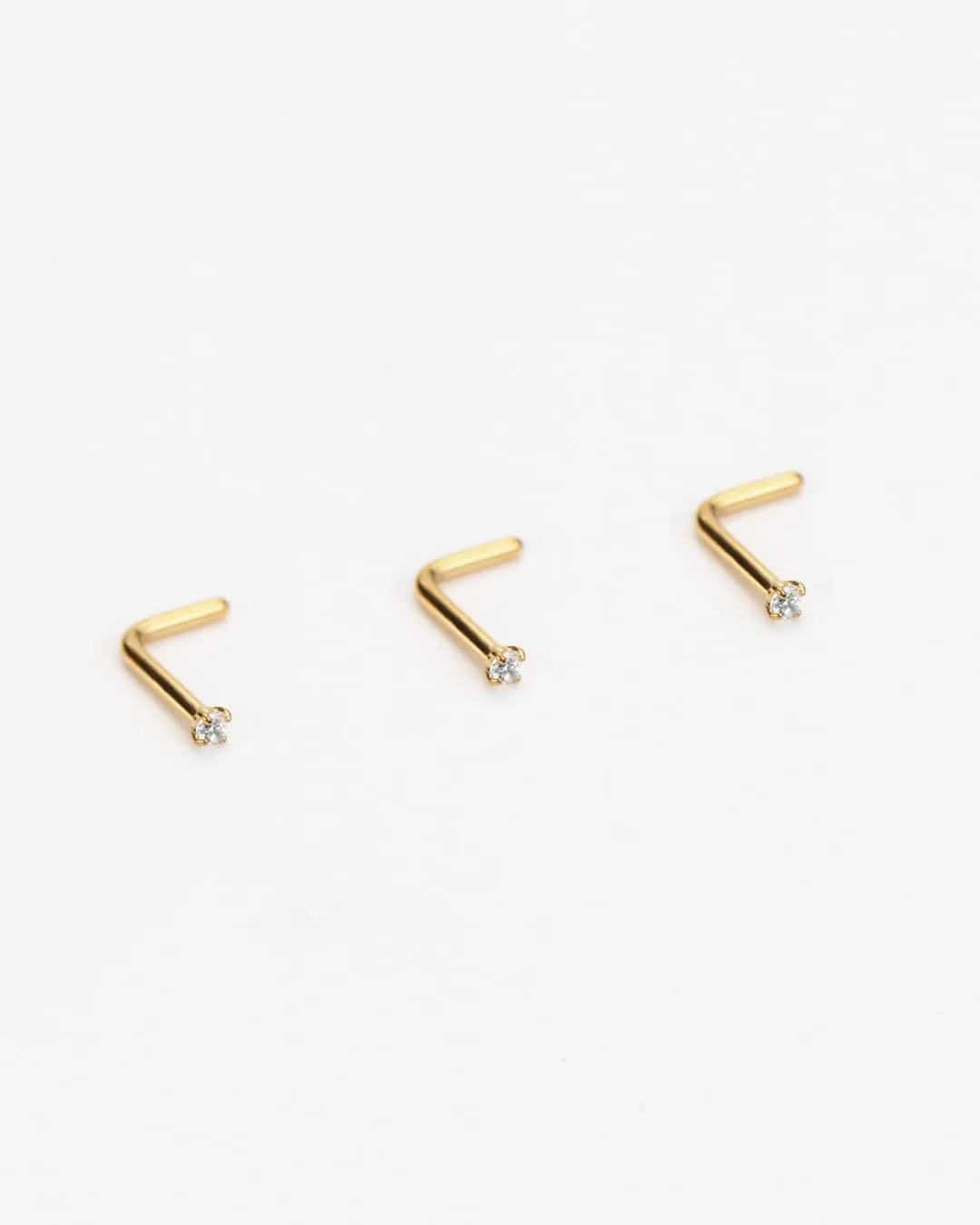 FANSING 3 Pieces CZ Nose Studs L Shape Nose Rings Studs for Women Surgical Steel Nostril Piercing Jewelry