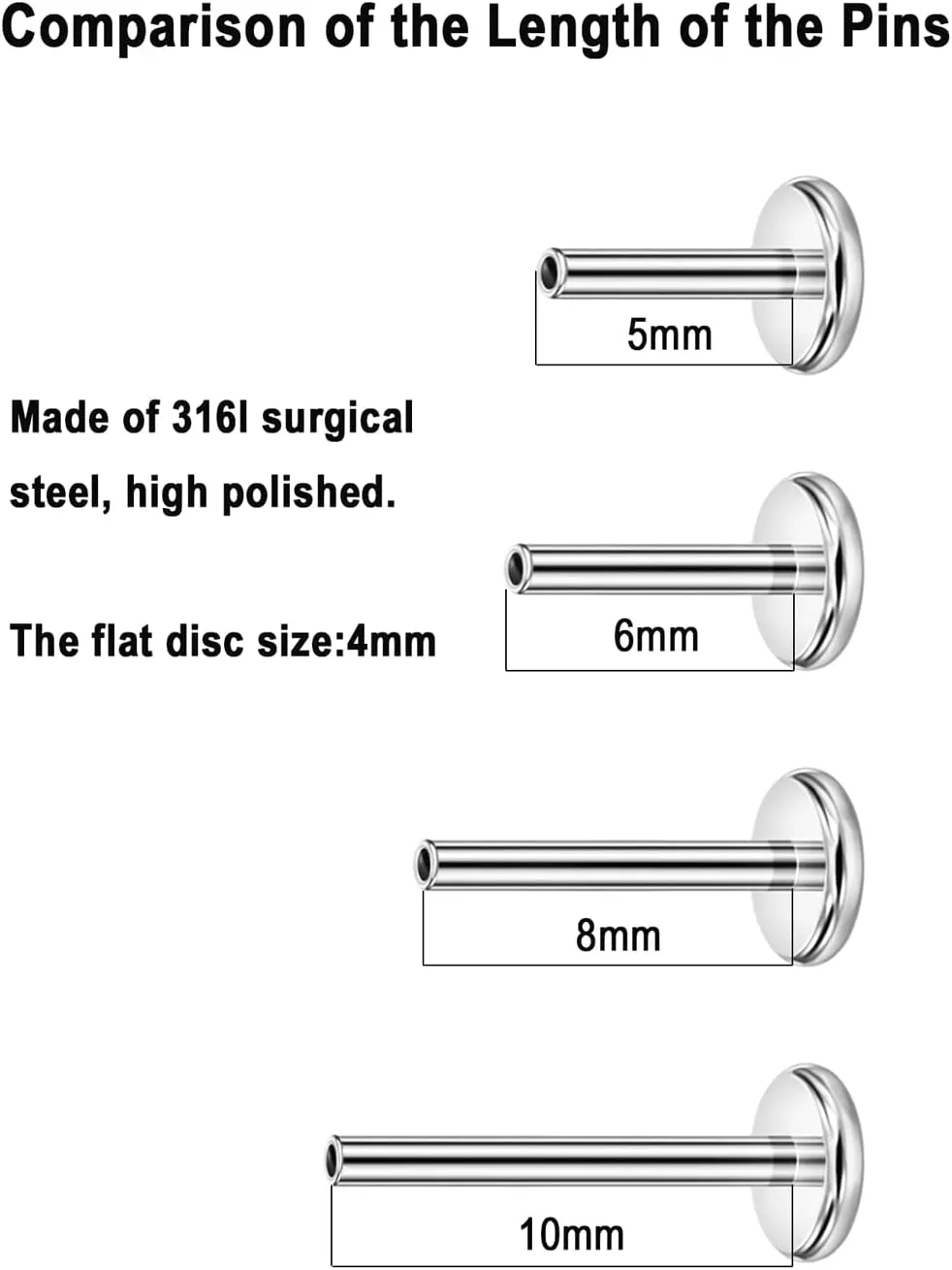 FANSING Ghost Labret Studs Threadless Push Pin Earrings 316L Surgical Steel Piercing Jewelry