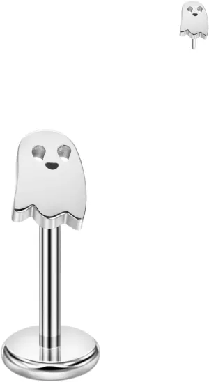 FANSING Ghost Labret Studs Threadless Push Pin Earrings 316L Surgical Steel Piercing Jewelry