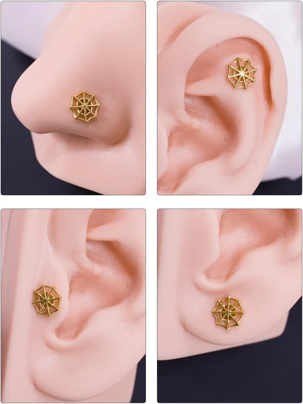 FANSING Spider Web Threadless Push Pin Labret Studs Surgical Steel Halloween Piercing Jewelry