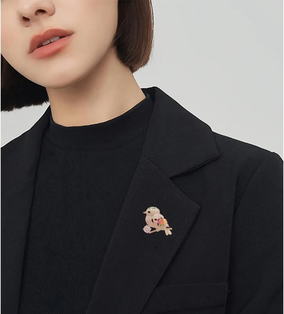 Fashion Cute Crystal Animal Brooch Pins for Women Girls Cat Bird Corsage accessory Pin delicate accessory Party Ceremony