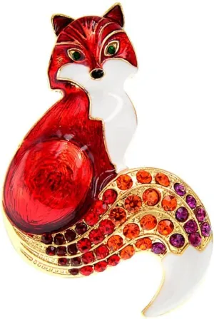 Fashion Oil painting diamond small fox brooch fashion animal pin female lapel pin retro scarf clip female jewelry clothing accessories