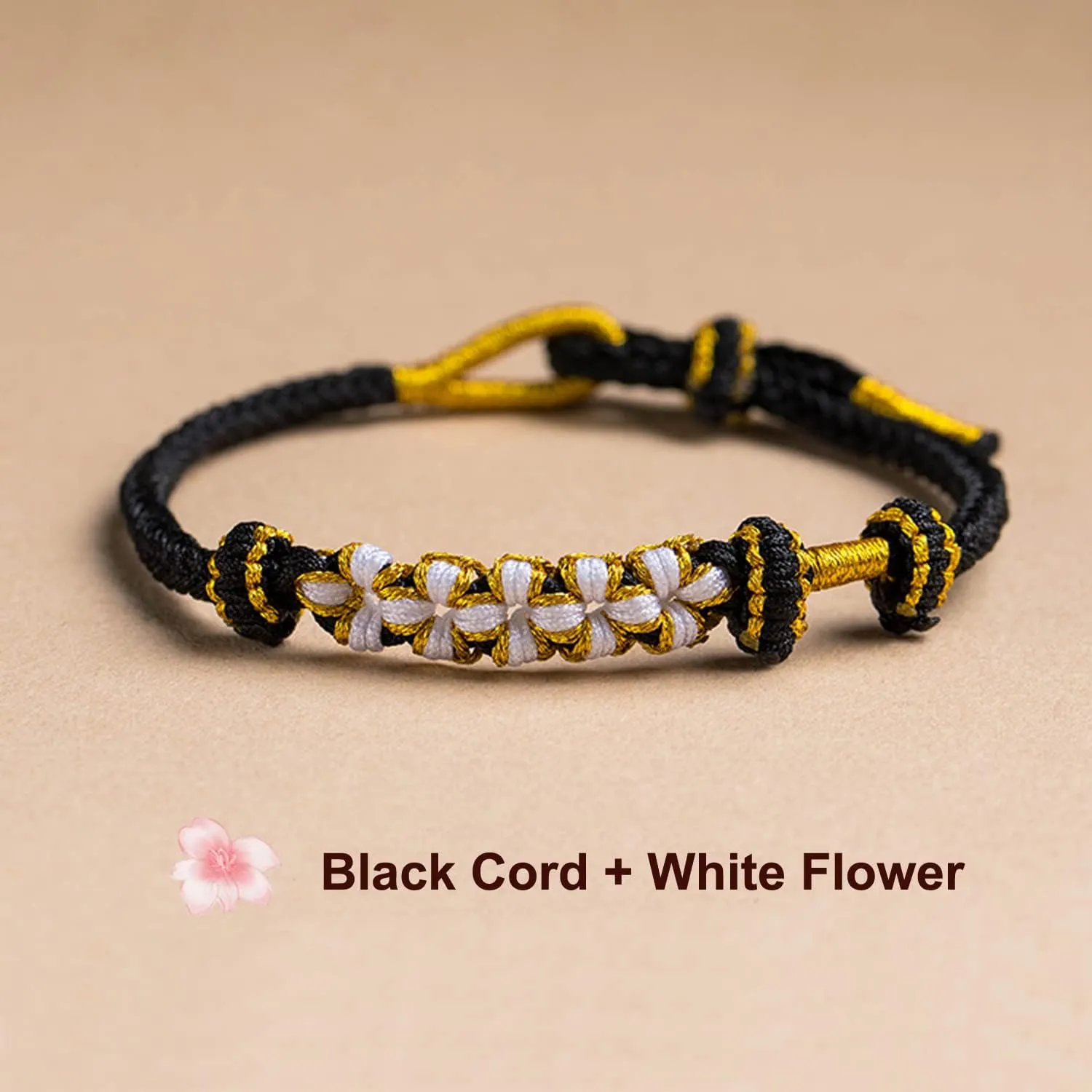 Fashion Women Men Handmade Chinese Spring Peach Blossom Knot Flower Charm Feng Shui Lucky Red Rope Bracelet Half-finished DIY Jewelry Accessories Couple Bracelets Friendship Love Gifts