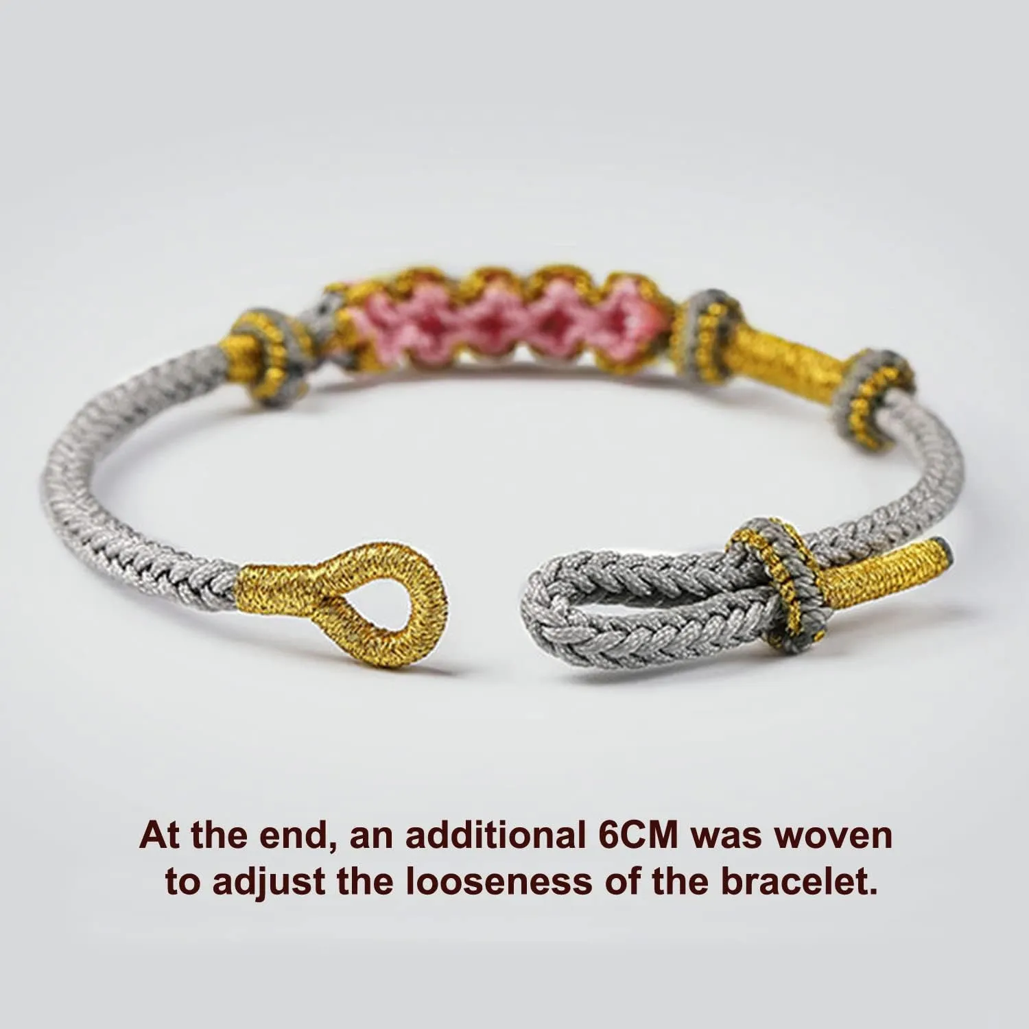 Fashion Women Men Handmade Chinese Spring Peach Blossom Knot Flower Charm Feng Shui Lucky Red Rope Bracelet Half-finished DIY Jewelry Accessories Couple Bracelets Friendship Love Gifts