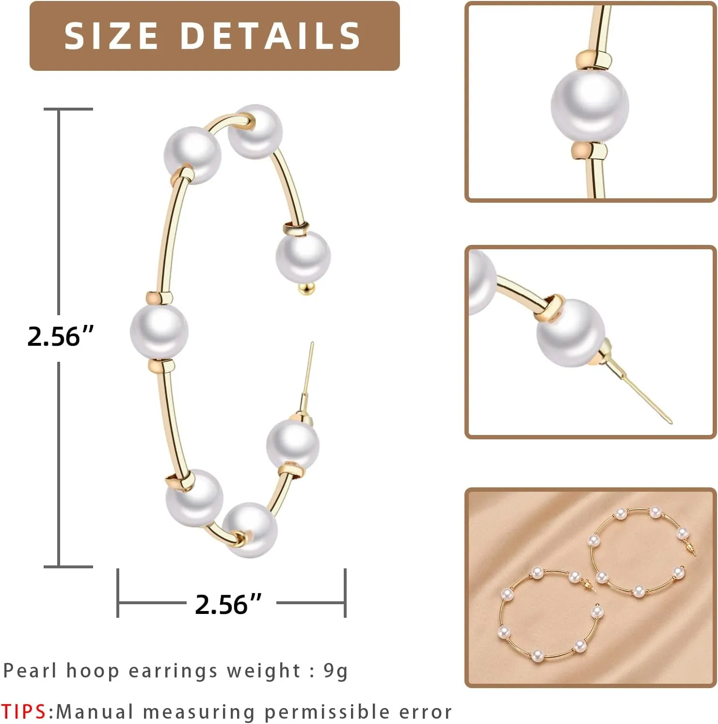 Faux Pearl Hoop Earrings for Women Lightweight Open Large Circle Heart Dangle Drop Open Huge Earrings Artificial Pearl Beaded Earrings Brides Jewelry