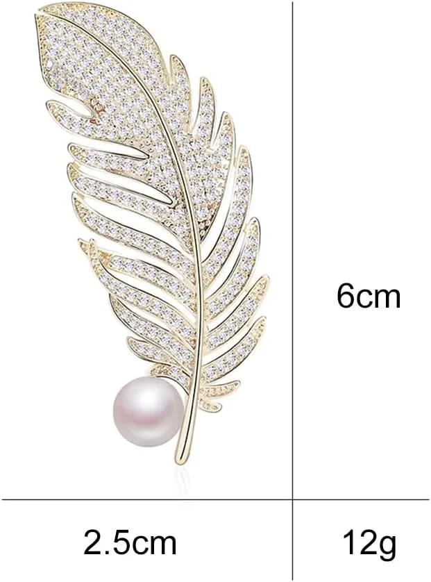 Feather Brooch Pin Corsage, Sweater Dress Shawl Elegant Jewelry Accessory Decor for Wedding Birthday Party Christmas Gift (Style 2)