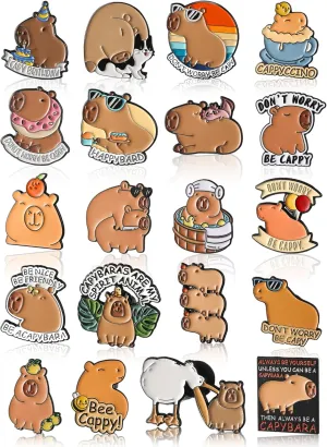Ferraycle 20 Pcs Cute Enamel Brooch Pins Enamel Pin Kawaii Backpack Brooch for Women Men DIY Badges Clothing Jacket Bag Presents
