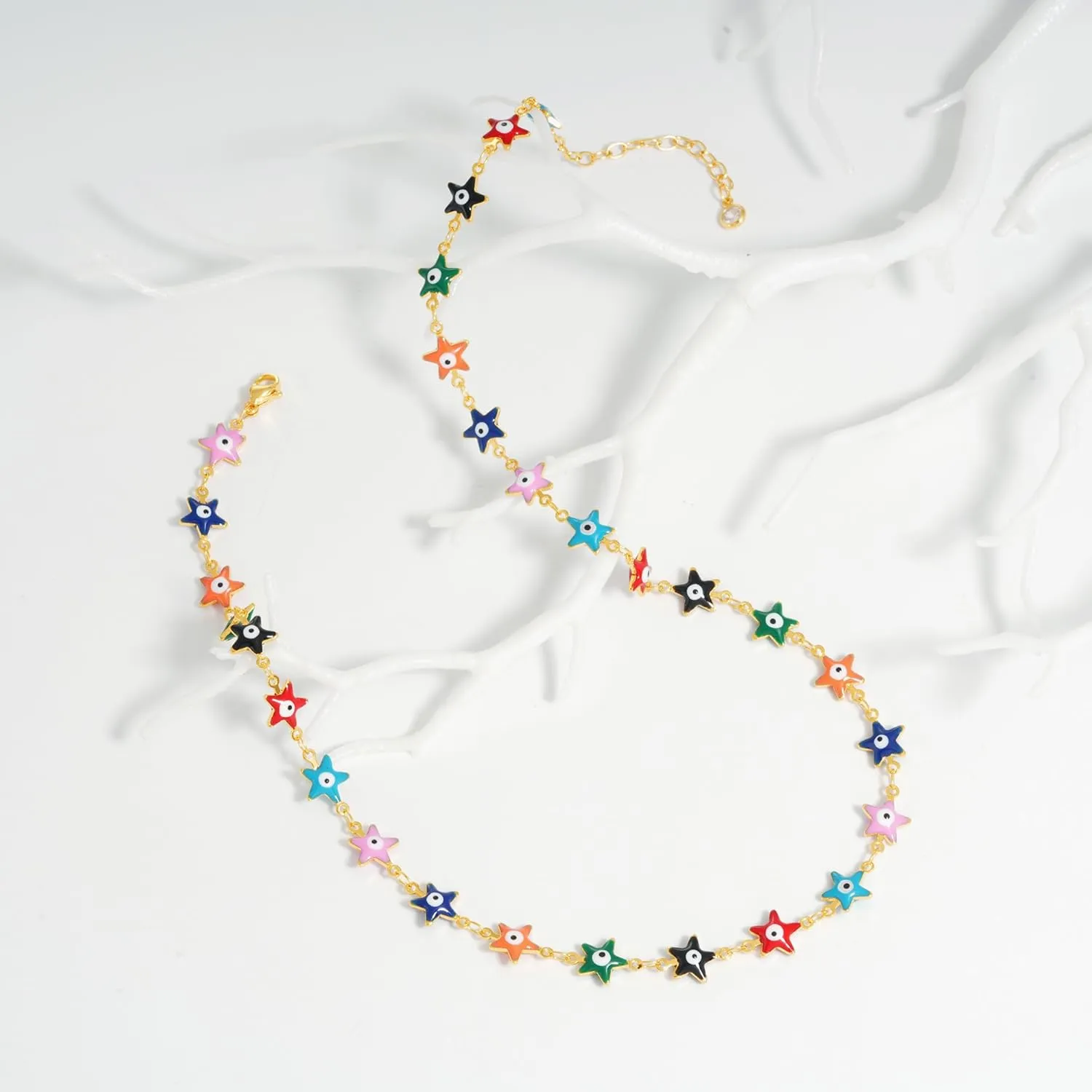 Fettero Choker Necklace for Women Dainty Gold Necklace Colorful Gold Evil Eye Necklace Handmade Cute Beaded Necklace Personalized Gifts for Women Jewelry