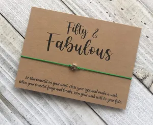 Fifty and Fabulous wish bracelet little wish bracelet 50th birthday gift bracelet wish bracelet wish bracelet