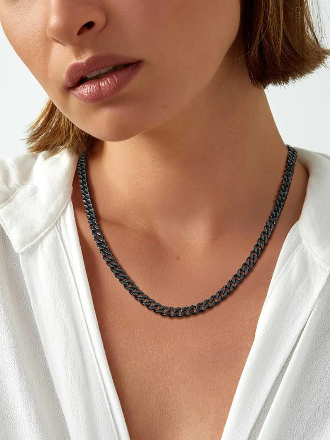 FindChic Men Curb Chain Necklace 18K Gold Plated/Stainless Steel/Black Chunky Double Tight Cuban Link Hip Hop Neck Chains for Men Boys 3.5MM/5MM/6MM/7MM/9MM/12MM 14''-30'' 8 Length Options (Send Gift Box)