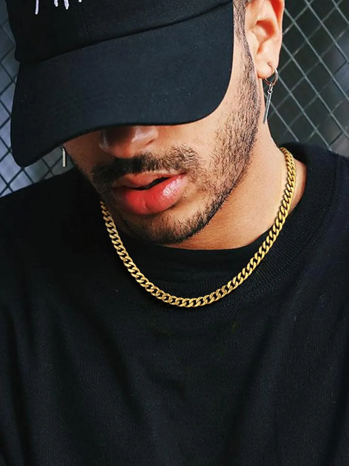 FindChic Men Curb Chain Necklace 18K Gold Plated/Stainless Steel/Black Chunky Double Tight Cuban Link Hip Hop Neck Chains for Men Boys 3.5MM/5MM/6MM/7MM/9MM/12MM 14''-30'' 8 Length Options (Send Gift Box)
