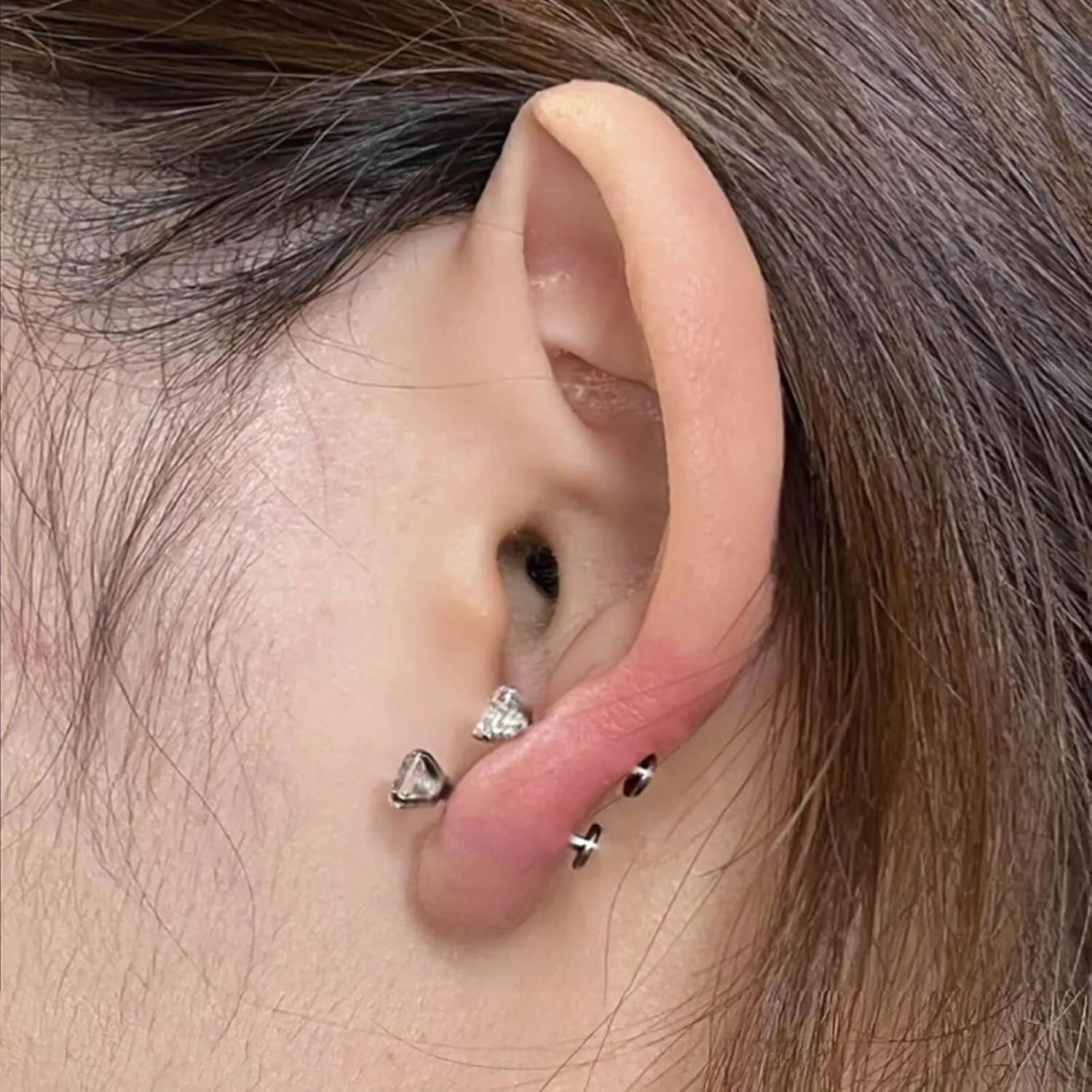 Flat Back Stud Earrings for Women Hypoallergenic Surgical Steel Internal Thread Tragus Helix Cartilage Conch Nose Monroe Labret Medusa Piercing Jewelry /Be Equipped With Piercing Ball Grabber Tool(18G/20G - Gold/Silver/Black/Rose Gold)
