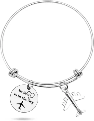 Flight Attendant Gift Pilot Bracelet For Pilot Wife Mom Aviation Gifts Flight Attendants Gift for Her Girlfriend Flight School Student Aviation Gift Christmas Graduation Birthday Gift
