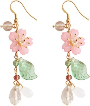 Flower Earrings for Women Dangling, White Flower Stud Earrings Cherry Blossoms Sakura Daisy Floral Teardrop Lily Fairy Leaf Petal Drop Spring Women Accessories