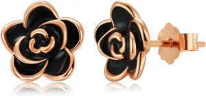 Flower Earrings for Women Sterling Silver Stud Earrings for Women Hypoallergenic Rose Gold Studs Earrings Nickel Free Rose Earrings Gifts for Women