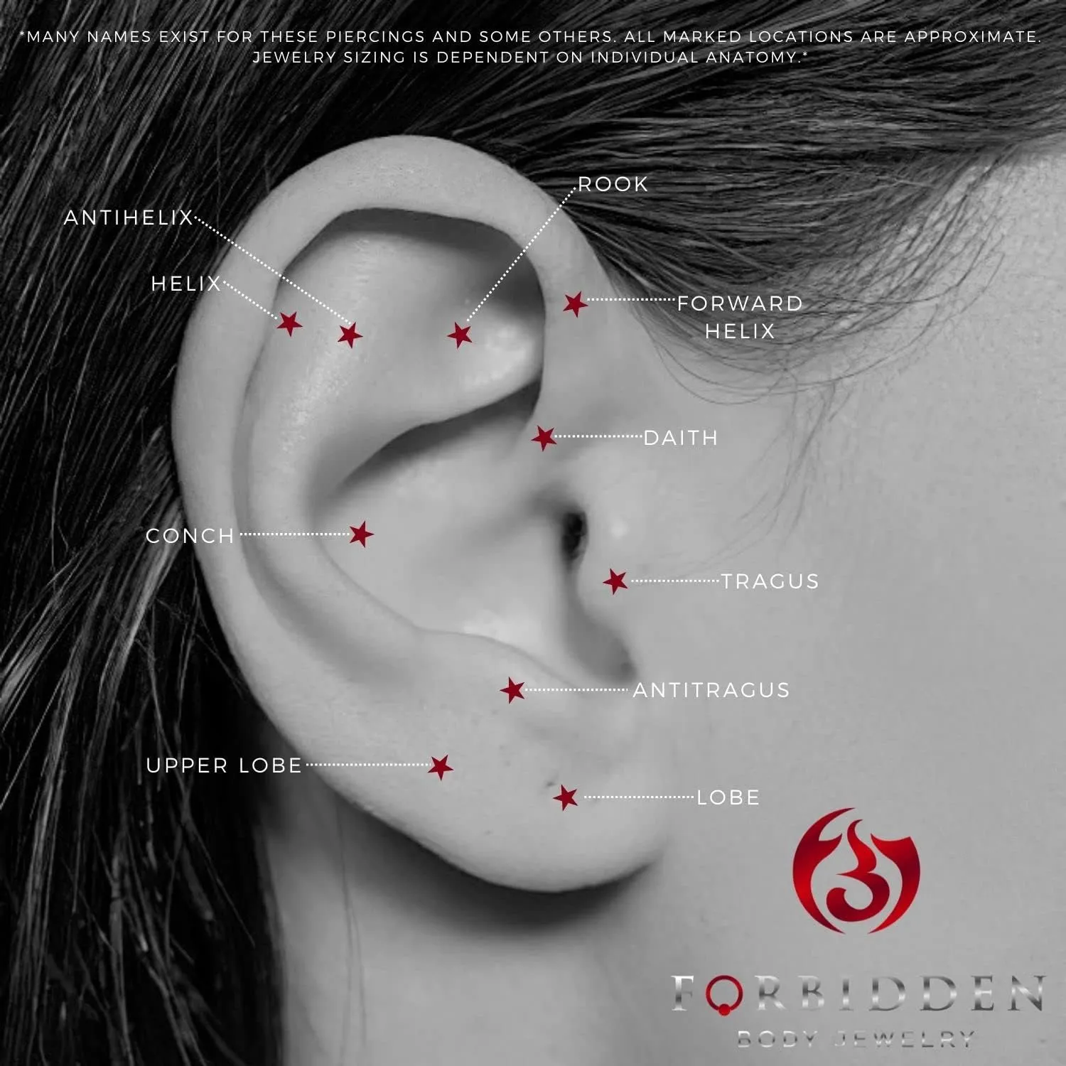 Forbidden Body Jewelry 16g 6mm Surgical Steel Tragus Earring, Helix Earring and Labret Piercing Stud, 3mm Press Fit CZ Top