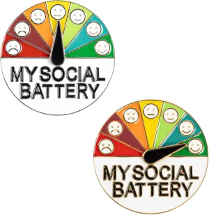 Framendino, 2 Pack Social Mood Brooch Funny Pins Creative Power Enamel Lapel A Week Emotional Pin for Backpacks