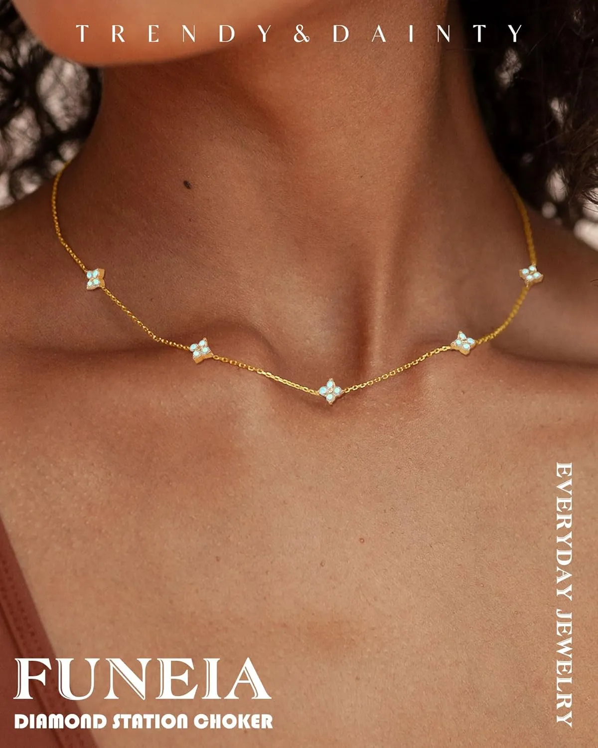 FUNEIA Dainty Silver Gold Necklaces for Women Trendy Non Tarnish 14K Gold Plated Cubic Zirconia Necklace Layered Cute Butterfly Heart Station Choker Necklace Stack for Wedding Prom Brides Jewelry