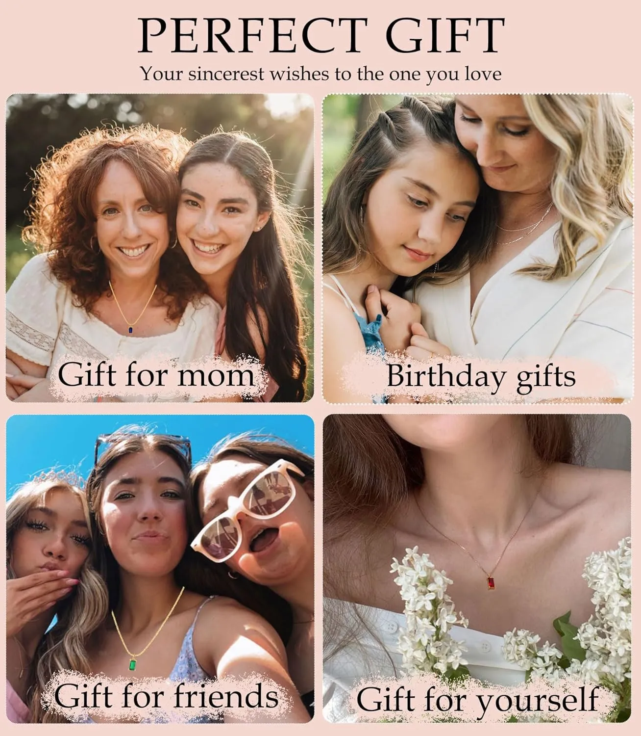FUNEIA Diamond Necklaces for Women 14K Gold Plated Emerald Birthstone Necklace for Women Mothers Dainty Gold Necklace Blue Green Cubic Zirconia Pendant Necklace Birthday Gifts for Women Jewelry