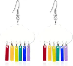 Funny Creative Rain Cloud Dangle Drop Earrings Lovely Clouds Rainbow Raindrop Earrings for Women Girls