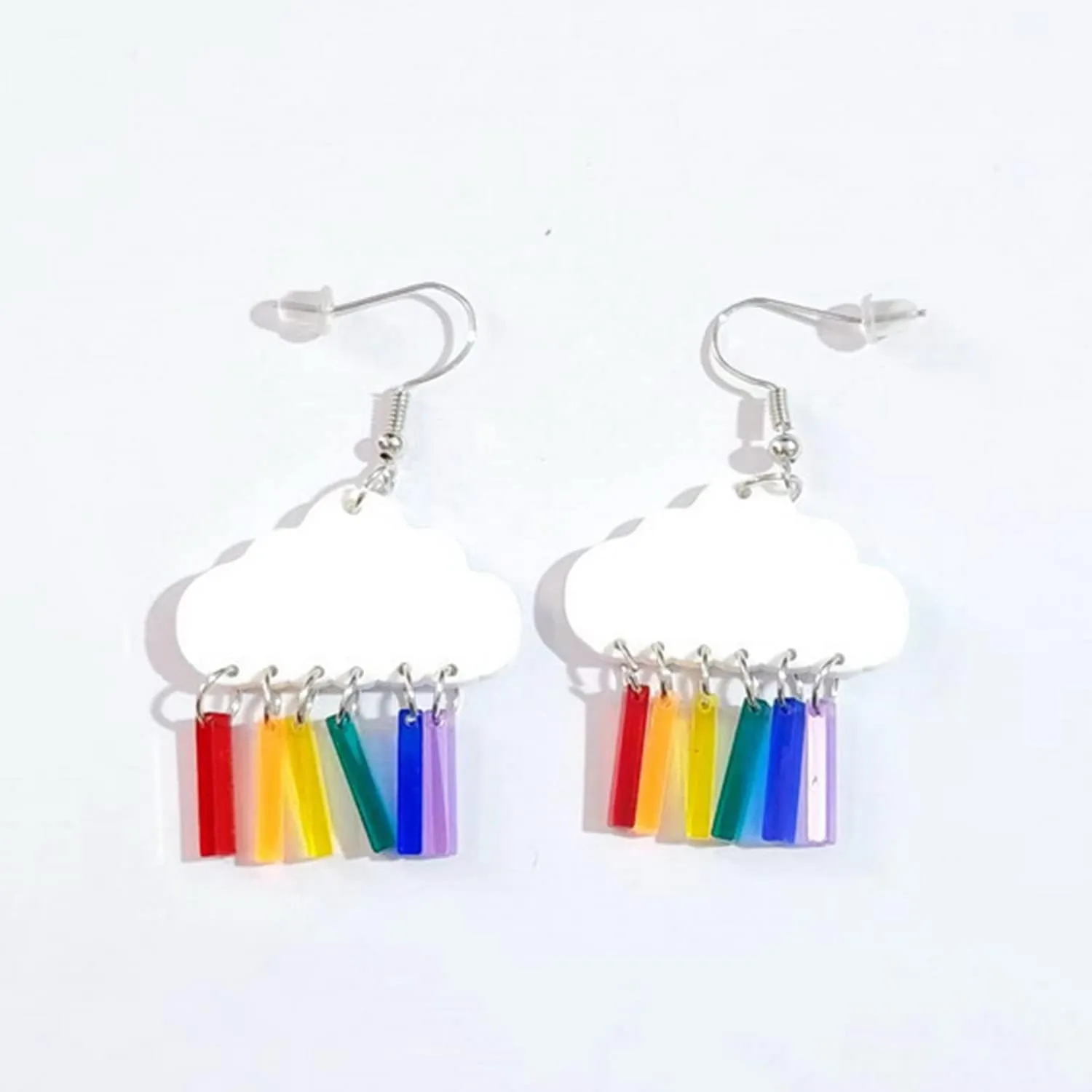 Funny Creative Rain Cloud Dangle Drop Earrings Lovely Clouds Rainbow Raindrop Earrings for Women Girls