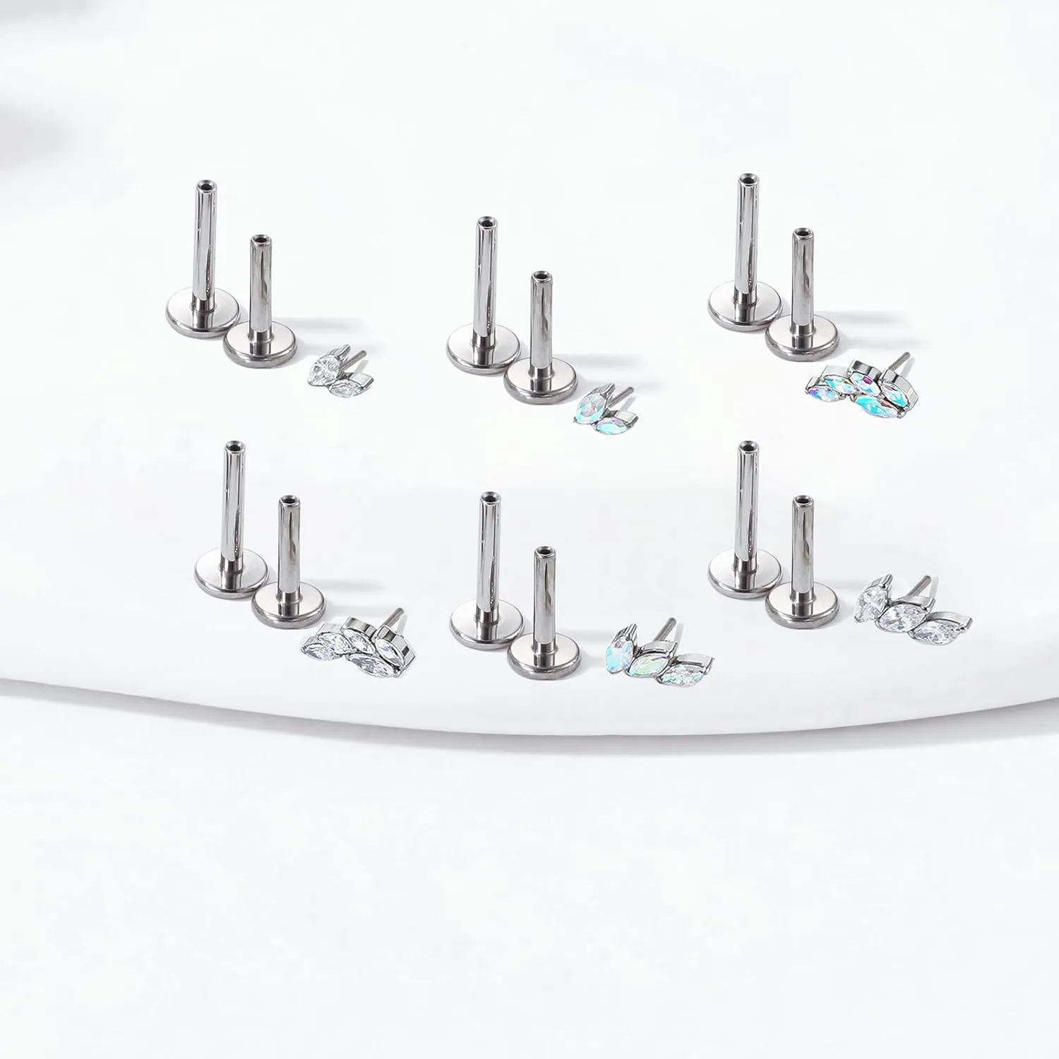 G23 Titanium Flat Back Earrings Studs 16g F136 Implant Grade Titanium Labrets Press Fit Threadless Push In Dainty Cartilage Helix Conch Lobe Lip Tragus Piercing Jewelry